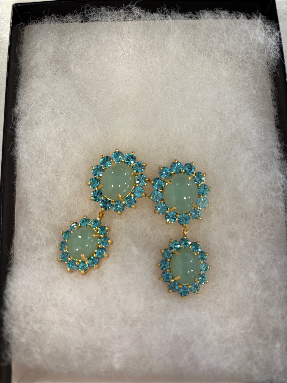 Loren Hope Aqua and Turquoise Double Drop Earrings - Picture 2 of 7